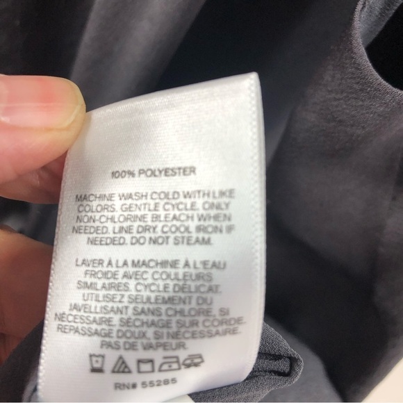 Express Sz L Grey Metallic Peplum Blouse Sleeveless Shimmer Tie Front Top - Picture 5 of 5